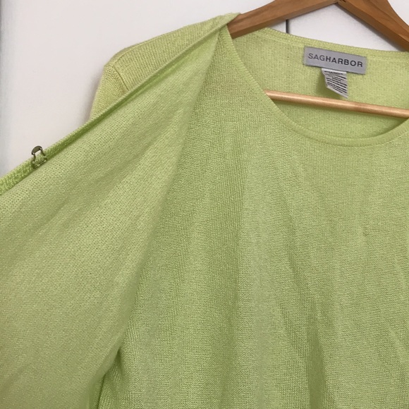 Vintage Sag Harbor Lime Green Shimmer Cami Sweater Duo One Piece, Size Medium - Picture 8 of 12